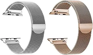 Strap watch magnetic 2 pieces for apple watch size 38/40 siliver/gold