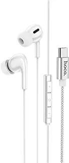 Hoco M91 - Shelly Wired Type-C Earphones With Microphone (Length: 1.2m, Plug: Type-C), Compatible with Hawei, Xiaomi, OnePlus - Ceramic White