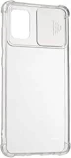 Silicone slim back cover with slide camera shield for samsung galaxy a31 - clear