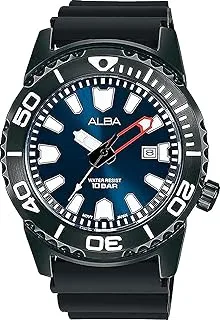 Alba Watch for Men, Quartz Movement, Analog Display, Black Silicon Strap-AG8M11X