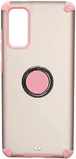 Generic Back cover slim hard case with silicone protection edges and magnetic ring holder for samsung galaxy s20 - pink