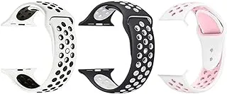 Strap watch silicon openwork 3 pieces for apple watch size 38/40 white/bink and white/black and black/white