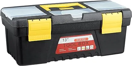 13 inch Pro Box, Plastic Tool Box with Handle, Portable Tool Case with Locking Lid, Tool Storage Organizer