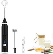 Handheld milk foam machine and 3 speed adjustable eggs bat, usb rechargeable foam machine for hot chocolate cappuccino latte with 2 stainless steel whisks