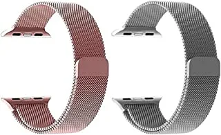 Strap watch magnetic 2 pieces for apple watch size 38/40 roze gold/siliver