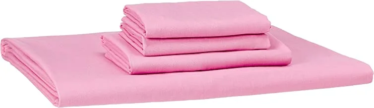 NICE HOME Flat Bed Sheet Set - 3 Pillow Cases and 1 Bed Sheet - Size 160x200cm Rose 4.0 Piece