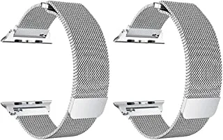 Strap watch magnetic 2 pieces for apple watch size 42/44 siliver