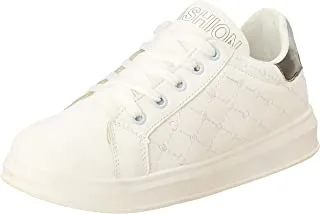 Al Baraem plain casual lace -up sneakers with stylish stitches,white faux leather x color,eu 38