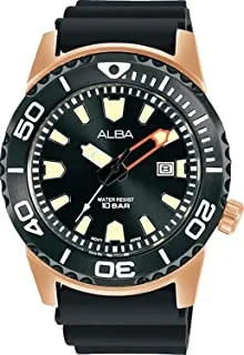 Alba Watch for Men, Quartz Movement, Analog Display, Black Silicon Strap-AG8M10X