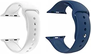 Strap watch silicon 2 pieces for apple watch size 38/40 white/dark blue