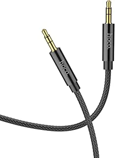 Hoco UPA19 - DC 3.5mm To 3.5mm AUX Audio Cable (الطول = 1M) ، متوافق مع الهاتف المحمول ، الجهاز اللوحي ، iPhone ، Samusng ، Xiaomi ، Oppo ، Huawei - أسود