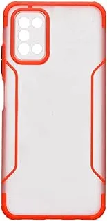 Back cover slim hard case with silicone camera and phone protection edges for samsung galaxy f52 5g - red black