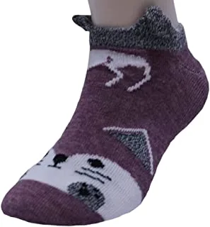 White Flower Cotton Above Ankle Sock For Unisex-Multicolor-6-8Years