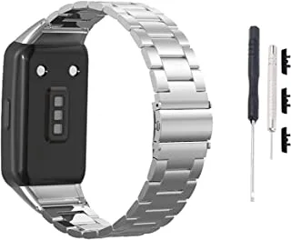 Stainless Steel Solid Screwless Wristband For Huawei And Honor Band 6 - Silver