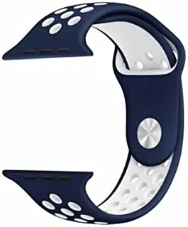 Generic Silicone Sports Band for Apple Watch 45mm Series 7 Blue White