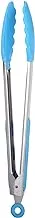 Generic Group Tiger Silicone Tongs with Stainless Steel Handle - Blue and Silver