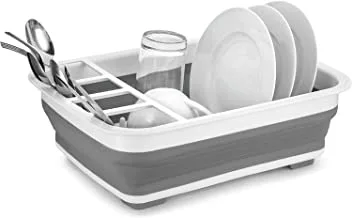 Generic Easy storage collapsible dish rack and drainer with cutlery holder, 2724649515036