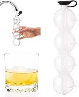 GonGYi Whiskey Large Sphere Ice Ball Mold 4 Ice Balls Maker For Cocktail,Four-hole Ice Hockey 4-hole Ice Box, Whiskey Round Ice Hockey Mold, Ice Tray Mold, Ice Maker, Four-hole Ice Hockey Mold