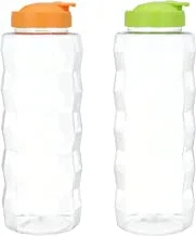 Lamsa High Strength Crystal Clear bottle Set, Made in Egypt Green and Orange