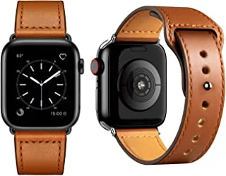 Leather Replacement Strap for Apple Watch 44mm / 42mm Series 1/2/3/4/6 (Havana)