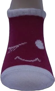 White Flower Cotton Above Ankle Sock For Unisex-Dark Red-2-4Years