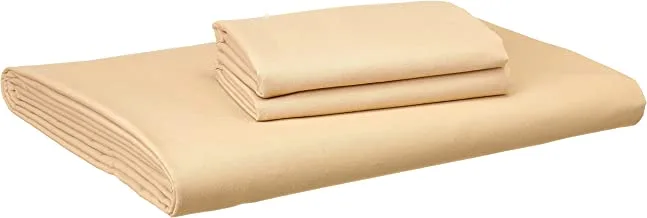 NICE HOME Flat Bed Sheet Set - 2 Pillow Cases and 1 Bed Sheet - Size 200x200cm Beige