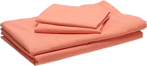 nit Solid Flat Sheet Set Peach Bed Linen Plain Cotton Rich 100% Egyptian Cotton