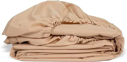 Home of linen-Fitted Sheet, Size 160*200cm,Beige