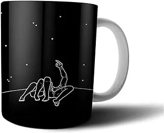 Stars Printed Ceramic Mug - Black and White