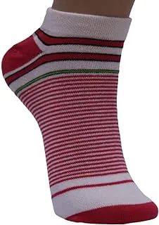 White Flower Cotton Above Ankle Sock For Unisex-Red-12Years