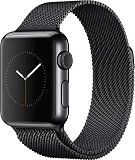 Milanese loop watch band for 42mm/44mm apple watch, stainless steel iwatch replacement strap - black color