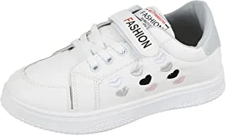 Al Baraem Albaraem Plain casual scotch tape and lace - up sneakers children with side hearts,White faux leather ×