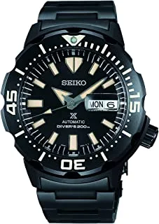 Seiko Watch for Men, Japanese Automatic Movement, Analog Display, Black Stainless Steel Strap-SRPD29J1