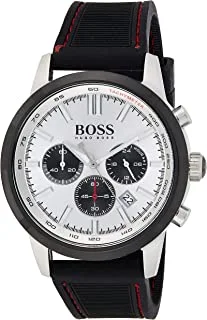 BOSS Chronograph for Men , Quartz Movement, Analog Display, Black Silicone Strap-1513185