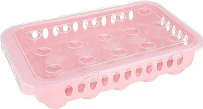 Generic Kabas Plast Plastic Egg Organizer Case For 15 Pieces with Cover - Pink