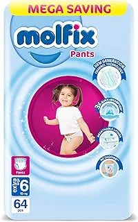 Molfix - Pants Diapers - Mega Pack - Xlarge Size 6 - 64 Pieces