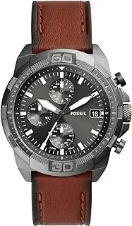 Fossil Watch for Men, Quartz Movement, Analog Display, Brown Stainless Steel Strap-FS5855