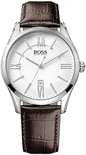 Hugo boss ambassador men's silver dial leather band watch - 1513021