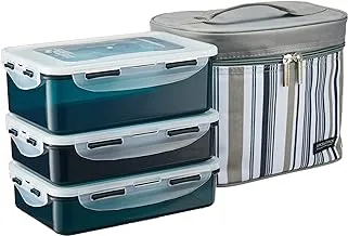 LocknLock Lunch Box (800ml container x2+1L container+Bag) Grey