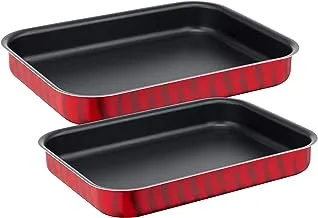 Tefal tempo flame rectangular oven tray set, size (30-35) cm, red - 220089989