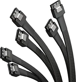 KabelDirekt 821 0.3m 3x SATA 3 cables 6Gb/s 30cm, straight connector (data cable, 6Gbit/s, III/Serial ATA, L connector, set of cables, connects hard drives/SSDs/hard disks to the motherboard) black