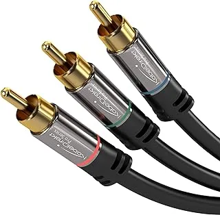 KabelDirekt - 3m - كابل مكون ، RCA / فونو ، RGB / YUV (كبل coax ، 3 × RCA / فونو إلى 3 × RCA / مقابس ذكرية للفونو ، كابل مكون لنقل الفيديو بدقة Full HD ، فيديو / HDTV ، أسود)