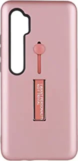 Dual Layer Hard Back Cover with Stand and Finger Holder for Xiaomi Redmi Note 10 - Pink and Black