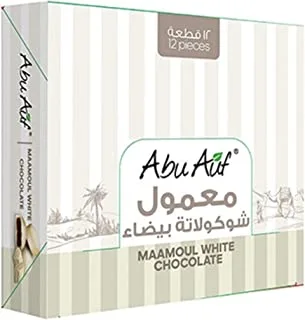 Abu Auf Maamoul Stuffed with Medjoul Dates Covered with White Chocolate - 12 Pieces