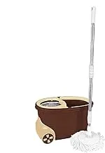 El helal and golden star shabah cleaning bucket with mop and spin wringer - beige and brown