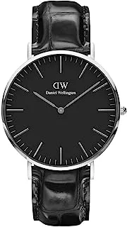 Daniel Wellington Classic Watch Unisex , Quartz Movement, Analog Display, Black Leather Strap-DW00100135