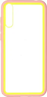 Silicone slim perfect back cover with protective edges huawei y8p, clear and coral