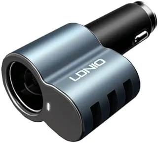 LDNIO CM11 Fast Car Charger 255W With Triple USB , Car Appliance Socket and Micro Cable - Black