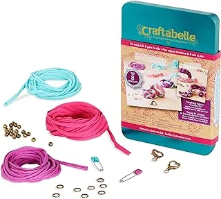 Craftabelle – Friendship Fabrics Creation Kit – Bracelet Making Kit – 35pc Jewelry Set with Jersey Yarn and Accessories – DIY Jewelry Kits for Kids Aged 8 Years +