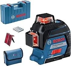 Bosch Professional Laser Level GLL 3-80 (ليزر أحمر ، داخلي ، نطاق العمل: حتى 30 مترًا ، بطارية 4x ، AA ، في حقيبة الحمل)